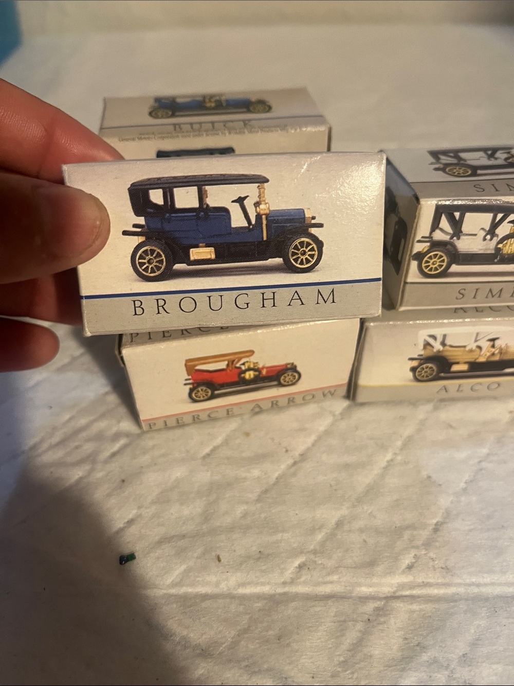 Vintage Brougham Blue and Gold Toy Car Box